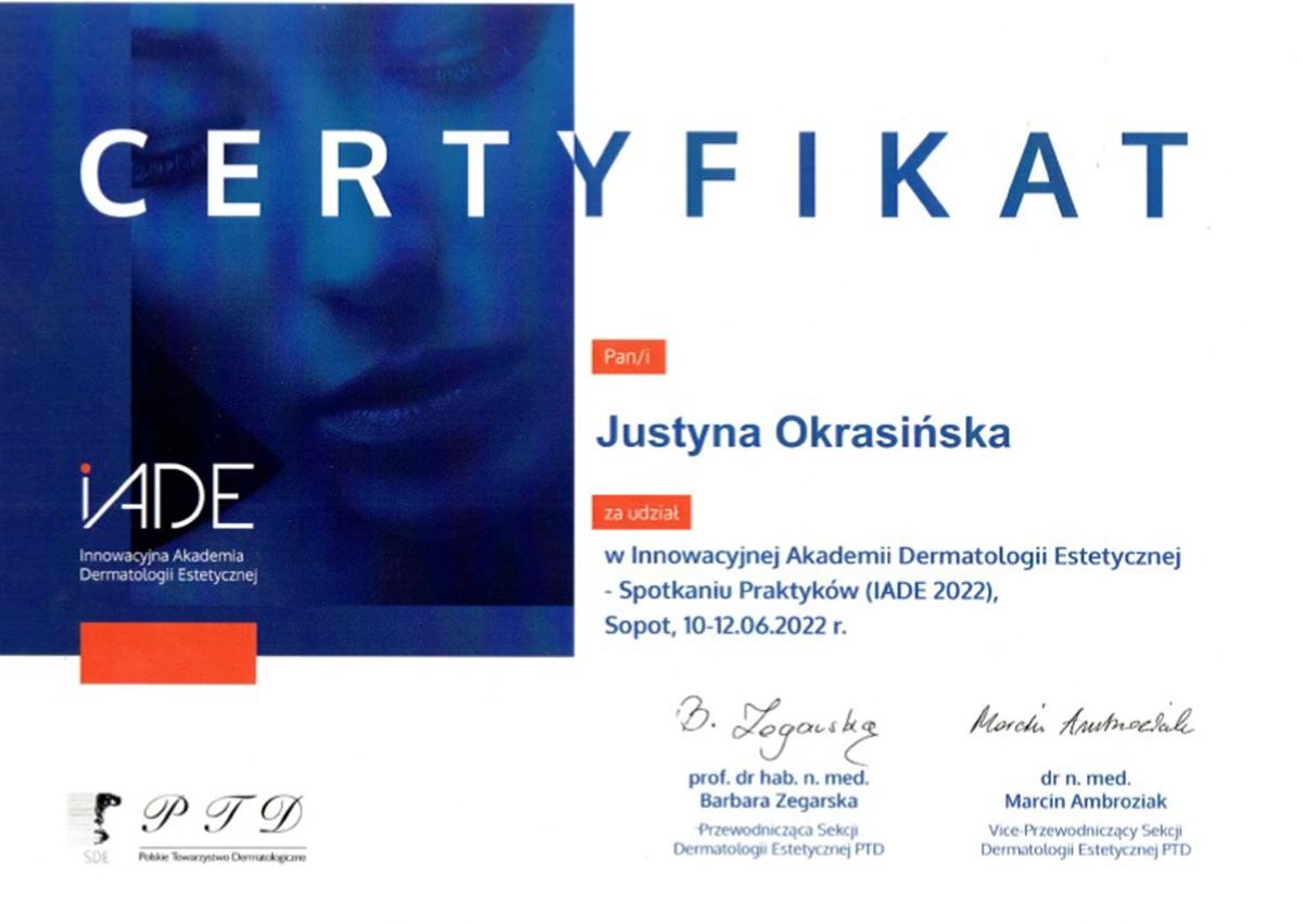 Certyfikat Justyna Okrasińska - 15