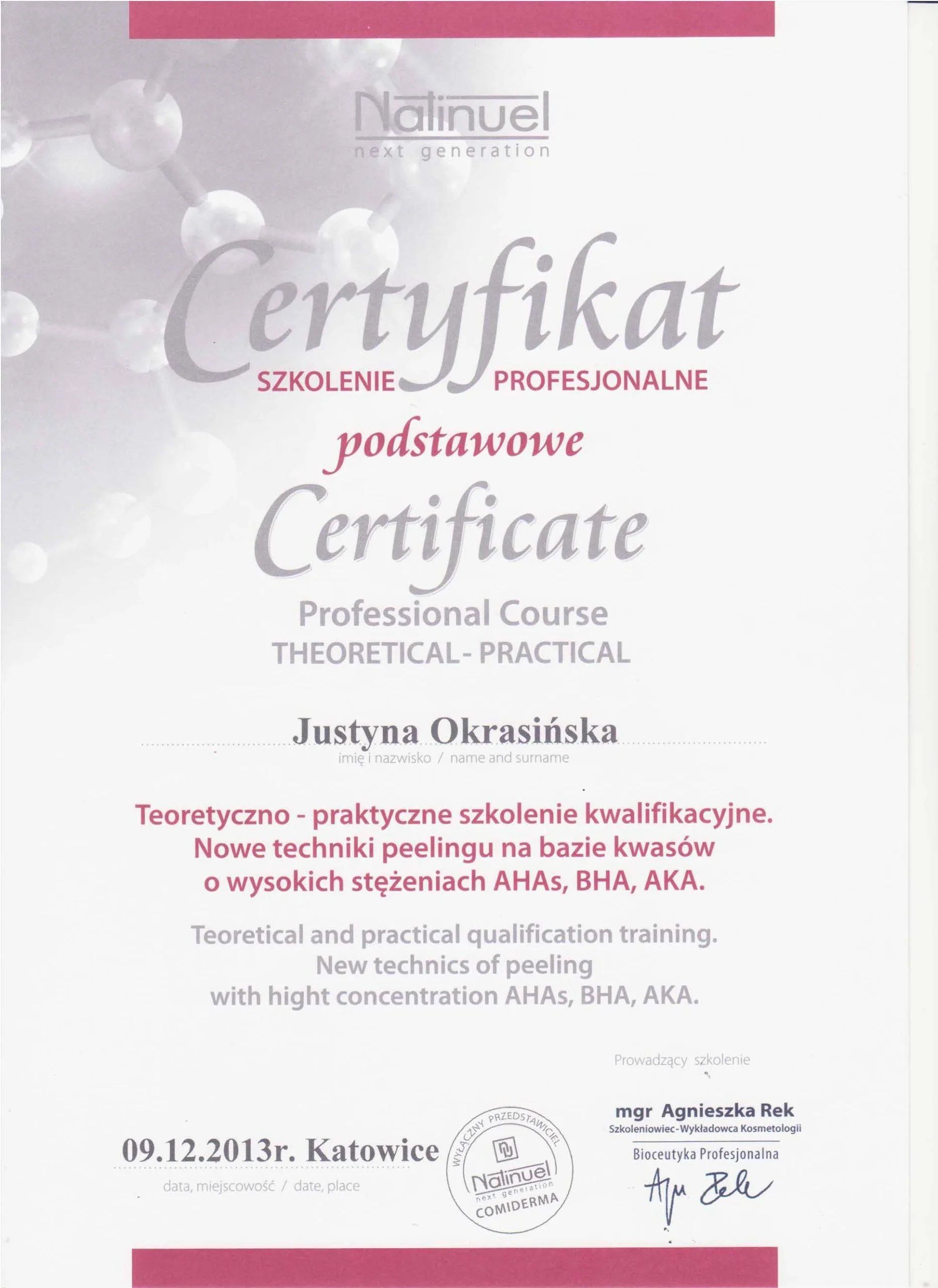 Certyfikat Justyna Okrasińska - 6