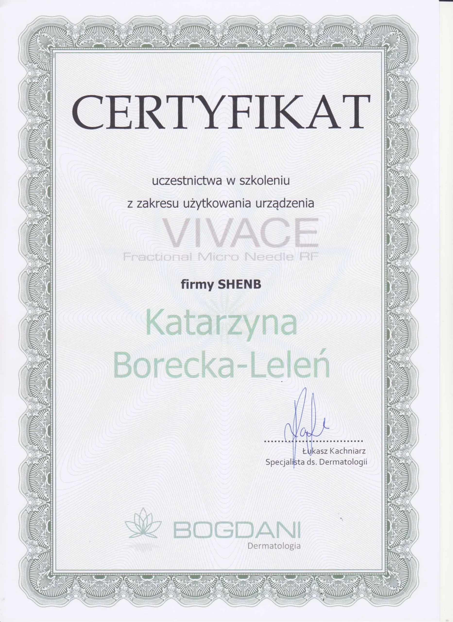 Certyfikat Katarzyba Borecka - Leleń - 11
