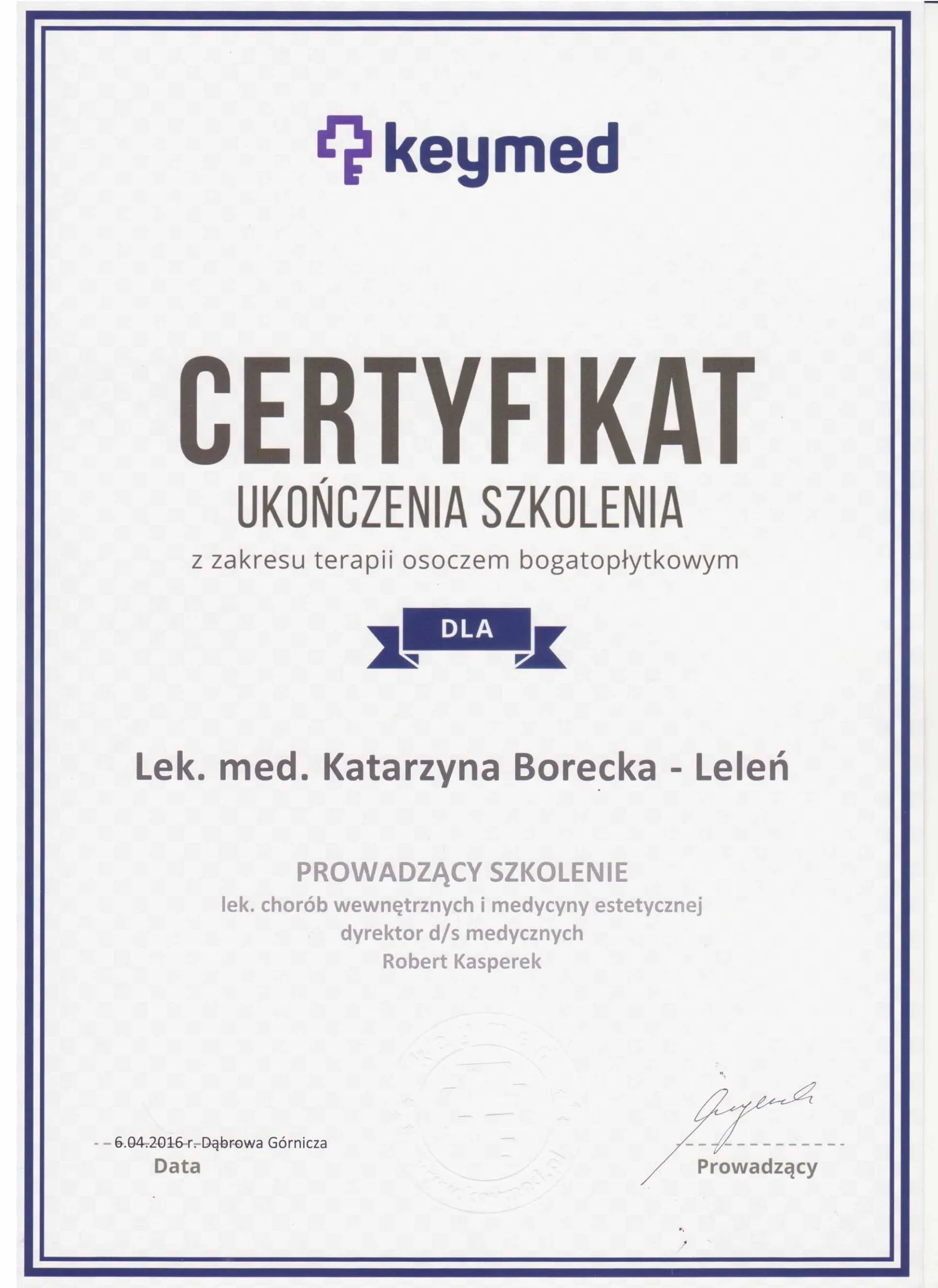 Certyfikat Katarzyba Borecka - Leleń - 3