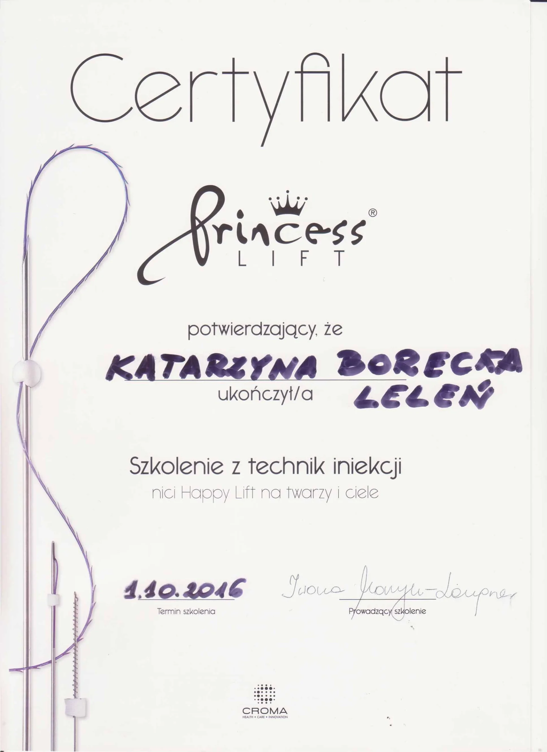 Certyfikat Katarzyba Borecka - Leleń - 9